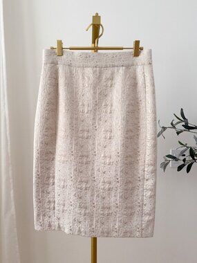 Antonio Melani Pencil Skirt | Ivory Gold Metallic Jacquard | Size 6